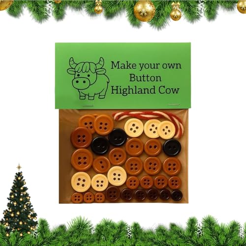 Decoraciones de animales 3D en botones | Highland Cow Creative Kit para armar usted mismo | Accesorios festivos para jardín, terraza, porche, interior, exterior, casa, vacaciones, vacaciones, decoraci