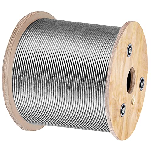 Happybuy Stainless Steel Cable 3/16"X 500Ft, T304 Marine Grade Deck Cable Railing, 7X19 Strands Construction Braided Aircraft Cable For Deck Rail String Lights Hanging Porch Fence Diy Baluster #TOP7