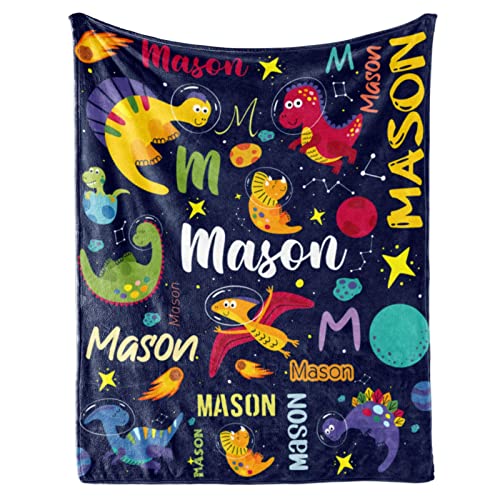 Image of Personalized Dinosaur Blanket for Boy Custom Name Blanket for Kids Outspace