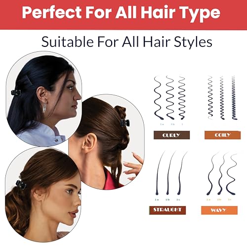 Image of TEMPERIA (6 pcs) Hair Clips for Women & Girls - Clutcher Clutches Claw Clip Accessories - Stylish, Fashional (Black) (DN02)