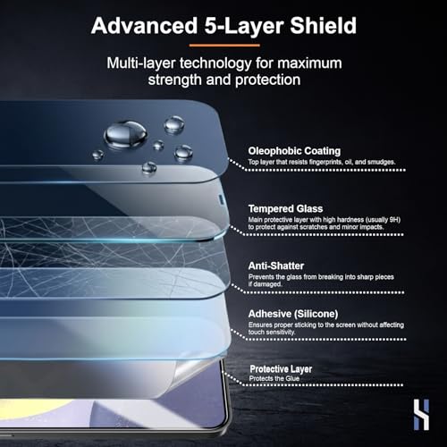 Image of Tempered Glass for Samsung Galaxy S24 Military Grade 9H Screen Guard, Anti-Scratch, Shatterproof, Edge-to-Edge Full Coverage - Black Border