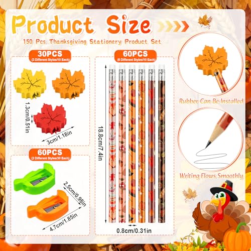 Set de 150 lápices de otoño para fiesta de acción de gracias miniatura 2