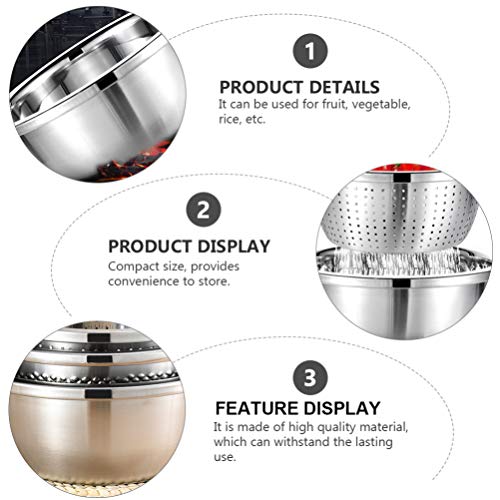 Cesto de escorredor de cozinha com 3 peças DOITOOL de aço inoxidável, tigela de drenagem de vegetais