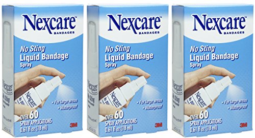 Nexcare No Sting Liquid Bandage Spray, 0.61 Fl Oz (Pack of 3)