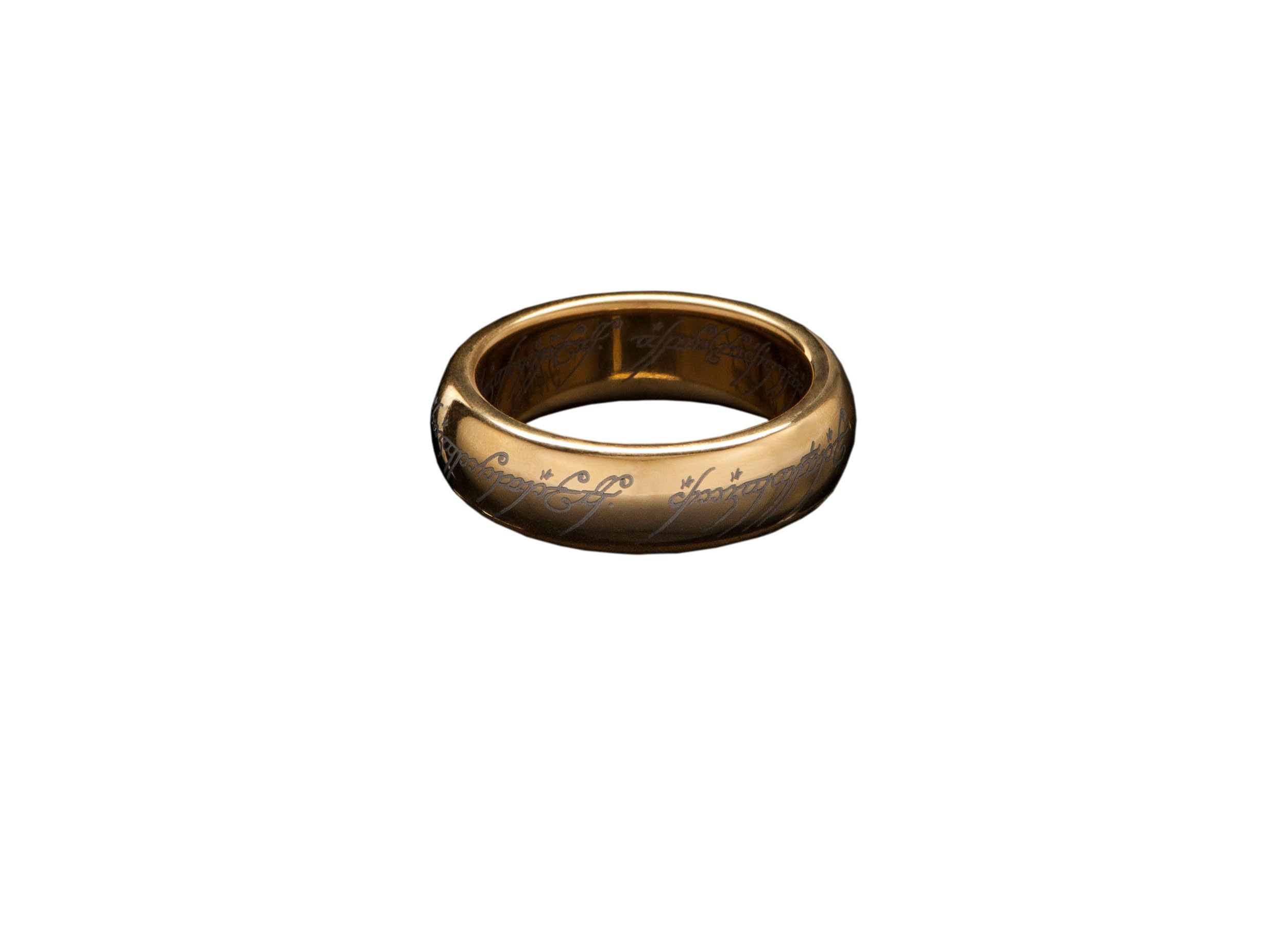 Weta Workshop - Lord of The Rings - LOTR™ The One Ring™ (Gold Plated Tungsten with Elvish Runes), Size 11