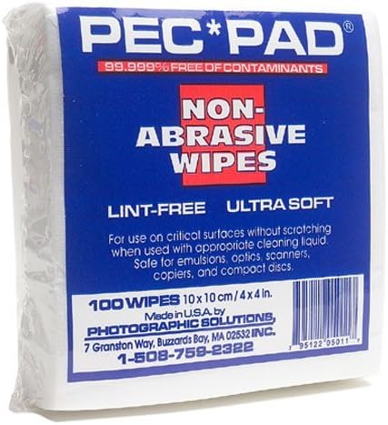 Photographic Solutions PecPad Photowipes for Photographic Emulsions, 100 Sheets 4x4"