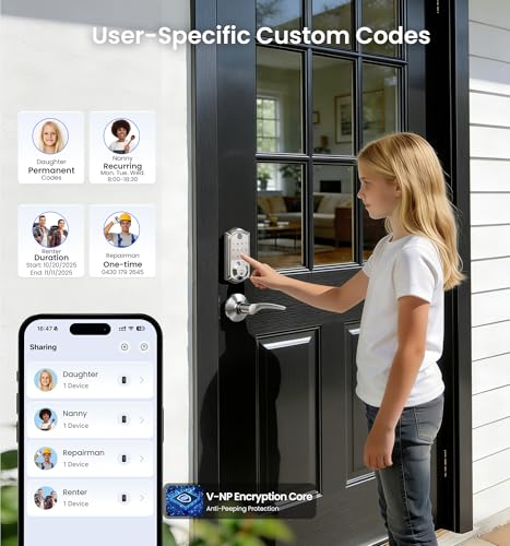 Veise-VE017-Fingerprint-Smart-Door-Lock-App-Control-8-in-1-Keyless-Entry-Auto-Lock-Emergency-Power-Port-Electronic-Touchscreen-Keypad-Biometric-Smart-Locks-for-Front-Door-Satin-Nickel