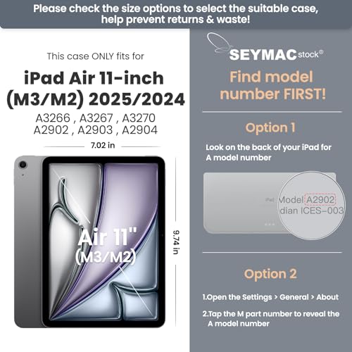 SEYMAC stock 2025年/2024年 11インチiPad Air(M3/M2)耐衝撃ケース 保護フィルム付き ペン収納 360°回転スタンド ハンドストラップ ショルダーストラップ 全面保護カバー iPad Air 11 2025/2024専用型（ブラック）