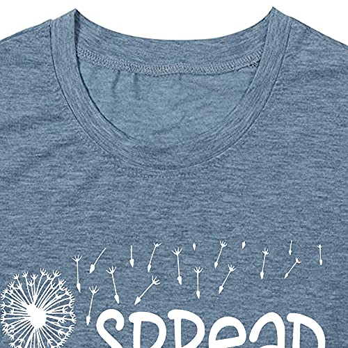 Spread Kindness T Shirt for Women Summer Dandelion Graphic Tees Casual Funny Sayings Letter Printed Cute Shirts Tops3