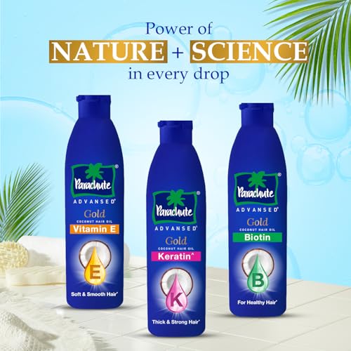 Image of Parachute Advansed Gold Keratin Coconut Hair Oil | Thick & Smooth Hair| No Paraben or Silicone | 300ml
