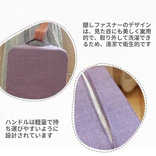 Temroay クッション非常に厚いフットスツール厚いスツール正方形の高反発フロアマットハードマット ハンドル沈まない洗える取り外し可能なカバー (50*50*20cm,カーキ) [4]