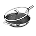 CJTMY Wok en Acier Inoxydable Non Collant approuvé avec Couvercle en Verre trempé (Size : S)