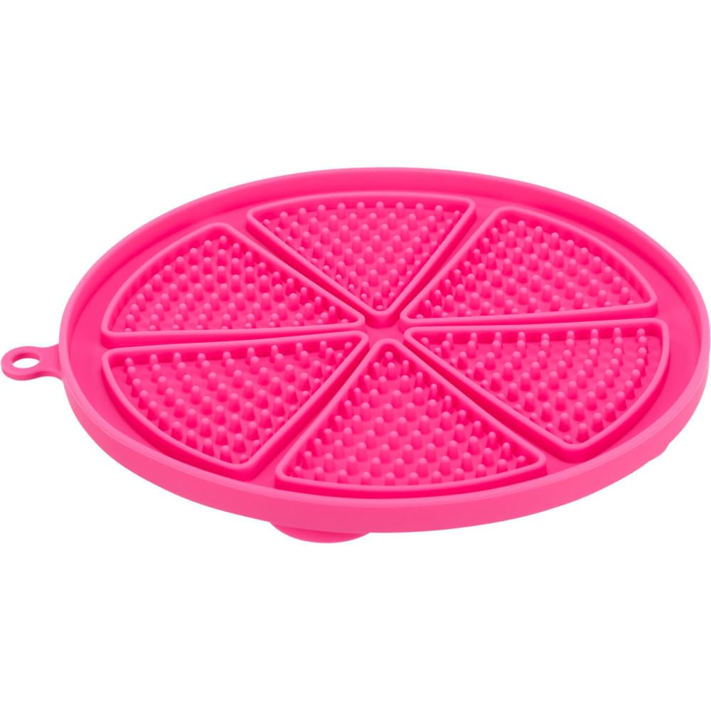 TRIXIE - Lick'n'Snack Pet Licking Tablecloth, Silicone Licking Tray, with Suction Cups, Diameter 18 cm, Pink, Dishwasher and Freezer Safe