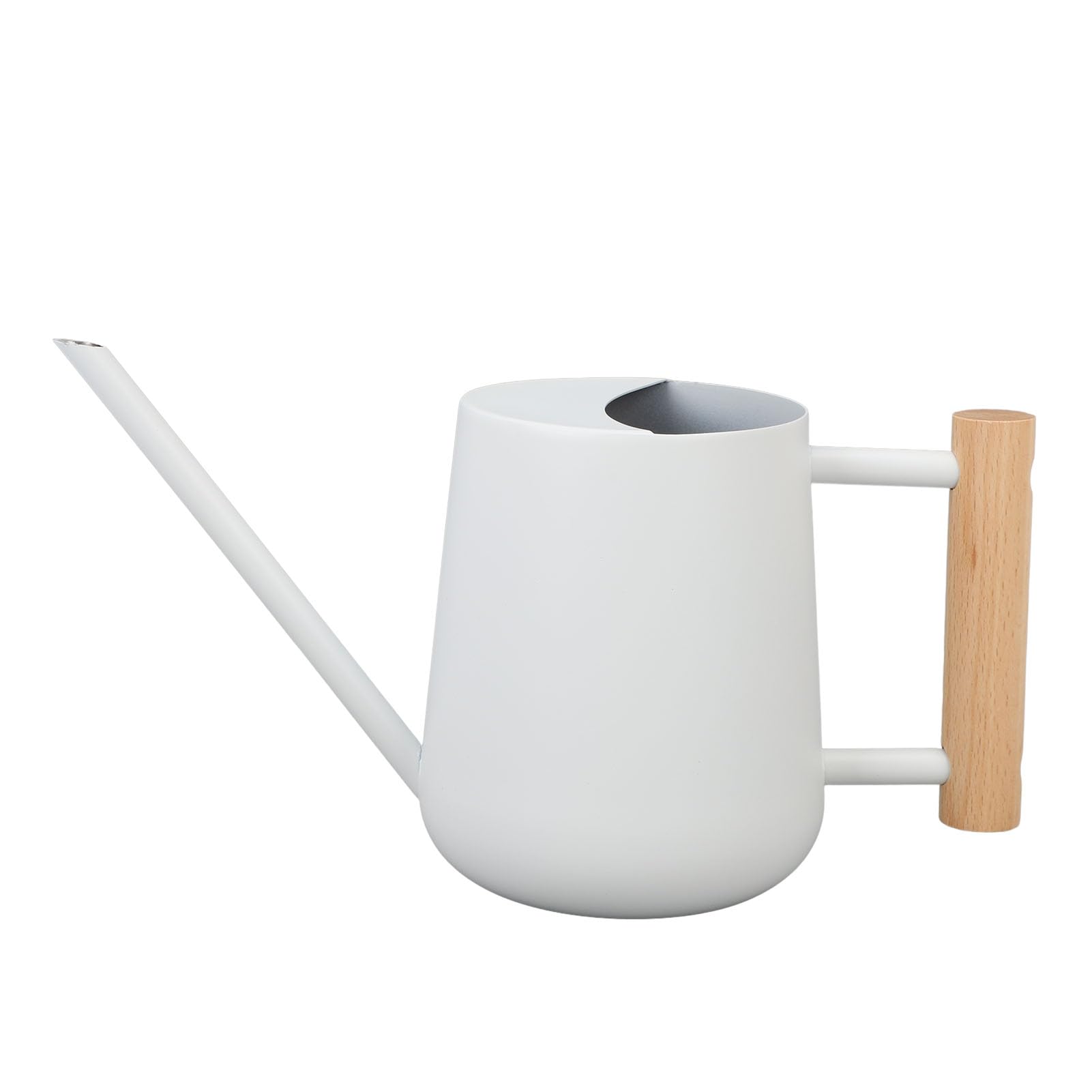 Stainless SteelWatering, Indoor Small Watering Can Long Spout Wood Handle Stainless Steel 16.4cm 465g White Black(White)