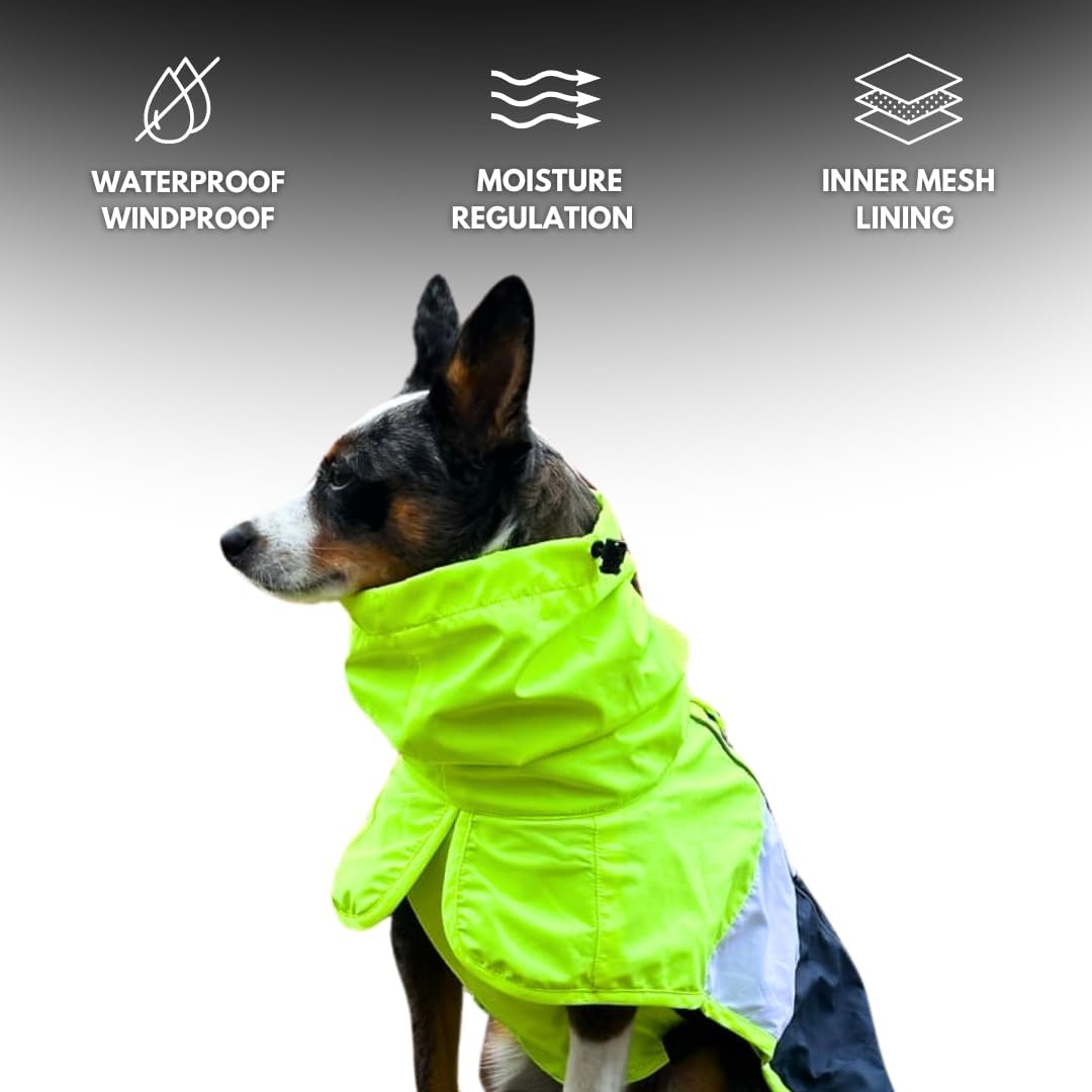 Spark Paws Dog Raincoat, Waterproof Windproof Rain Jacket, for Small Medium Large Extra Large Dogs, Reflective Breathable Full-Body Coverage Dry Suit – Green Brown Tan, L