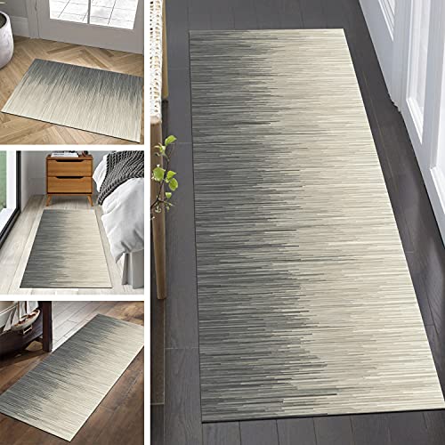 QQrunner Alfombra Pasillo Antideslizante por Metros Moderno Gris Alfombra Cocina Larga y Estrecha Lavable Lavadora Alfombra de Entrada Cuarto Sala，Largo y Ancho Personalizable