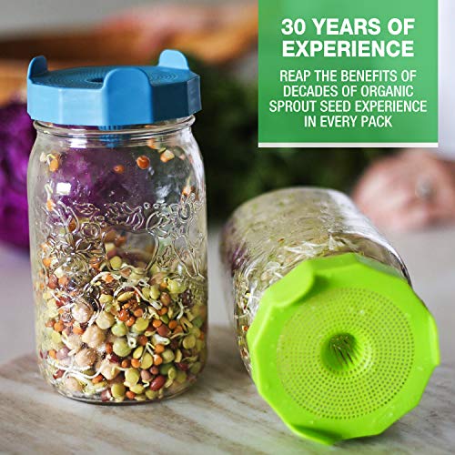 Mumm's Sprouting Seeds - Boosted Sample Pack - 1,325 GR - Organic Sprout Seed Kit - Broccoli, Radish, Alfalfa, Mung Bean