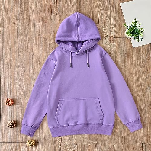 Oversized Sweatshirt for Girls Boys Thicken Fleece Windproof Warm Pullover Winter Solid Hoodies (Purple, 11-12 Years)3