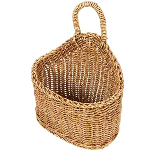 Cestas de frutas para colgar hechas a mano con mimbre natural para verduras y pan 6