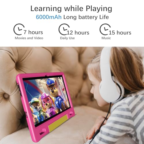 Image of ITDULCET Kids Tablet with Strap, Android 14 Tablet for Kids 10 inch, Toddler Tablets Octa-Core 64GB 1TB Expandable, Children's Tablets with Case, Bluetooth WiFi Parental Control Dual