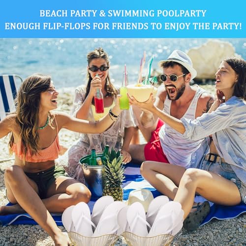 Flip Flops for Women Men,24 Pairs Flip Flop Sandals,Guests Hotel Slippers with Size Cards and Bags for Pool Beach Wedding3