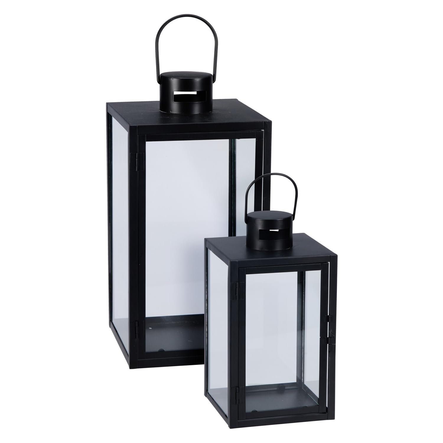 2er XXL Set Gartenlaterne Windlicht Laterne Laternen Metalllaterne Set Dekoration Außen Metall Schwarz ca. H30/41cm