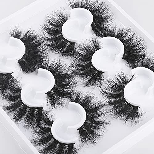 8D Mink Lashes 25mm Dramatic False Eyelashes Big Lashes Fluffy Thick Long Faux Mink Lashes Pack 6 Pairs Luxury High Volume Fake Eyelashes by Wiwoseo