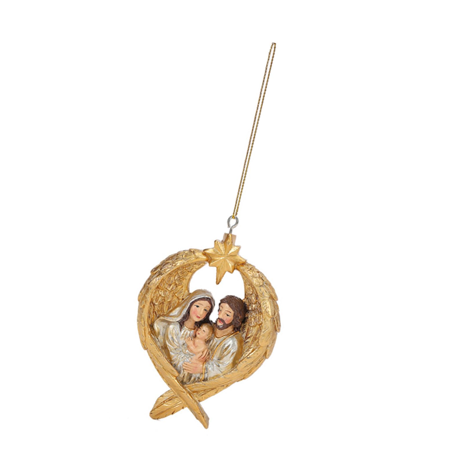 COOLHOOD Adherent Oriented Holiday Deck Hand Incised Rosin Sacred Family Suspended Decoration with Detailed Birth Plan Rosin Birth Decoration