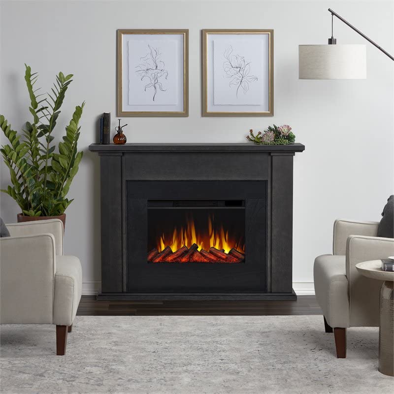 Real Flame Tejon Slim Electric Fireplace with Remote Control - Realistic Fireplace Heater - Gray Indoor Fireplace (8130E-GRY)