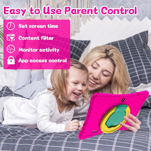 YOBANSE Kids Tablet, 10 inch Tablet for Kids, Android 13 Children Tablet with 3GB RAM 64GB ROM, WiFi, Bluetooth, Dual Camera, 1280 * 800, 8001mAh Battery, Toddler Tablet with Parental Control(Pink) - Image 4