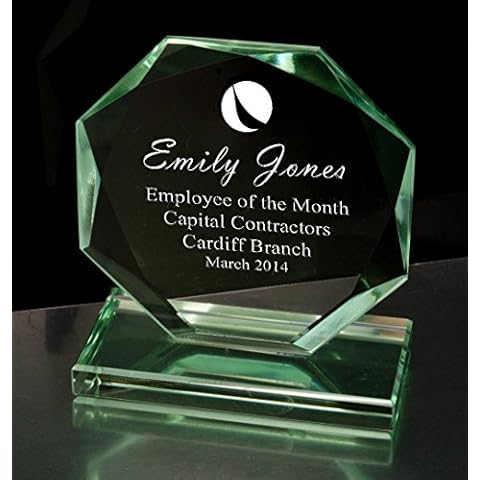 Personalised Octagonal Jade Glass Trophy Cover