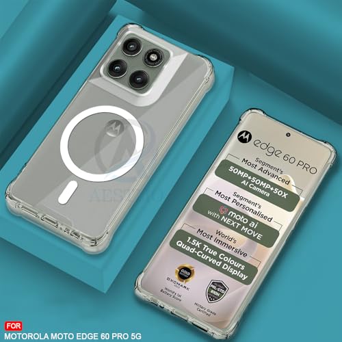 Image of AESTMO Clear Back Cover for Moto Edge 60 Pro 5G | 360 Protection | Transparent Back Cover for Moto Edge 60 Pro 5G (PC + TPU, Compatible with MagSafe Accessories, Transparent Bumper)