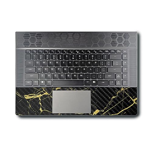 Image of MightySkins Carbon Fiber Skin Compatible with Alienware X16 R1 (2023) Full Wrap Kit - Black Gold Marble | Protective, Durable Textured Carbon Fiber Finish | Easy to Apply | Made in The USA