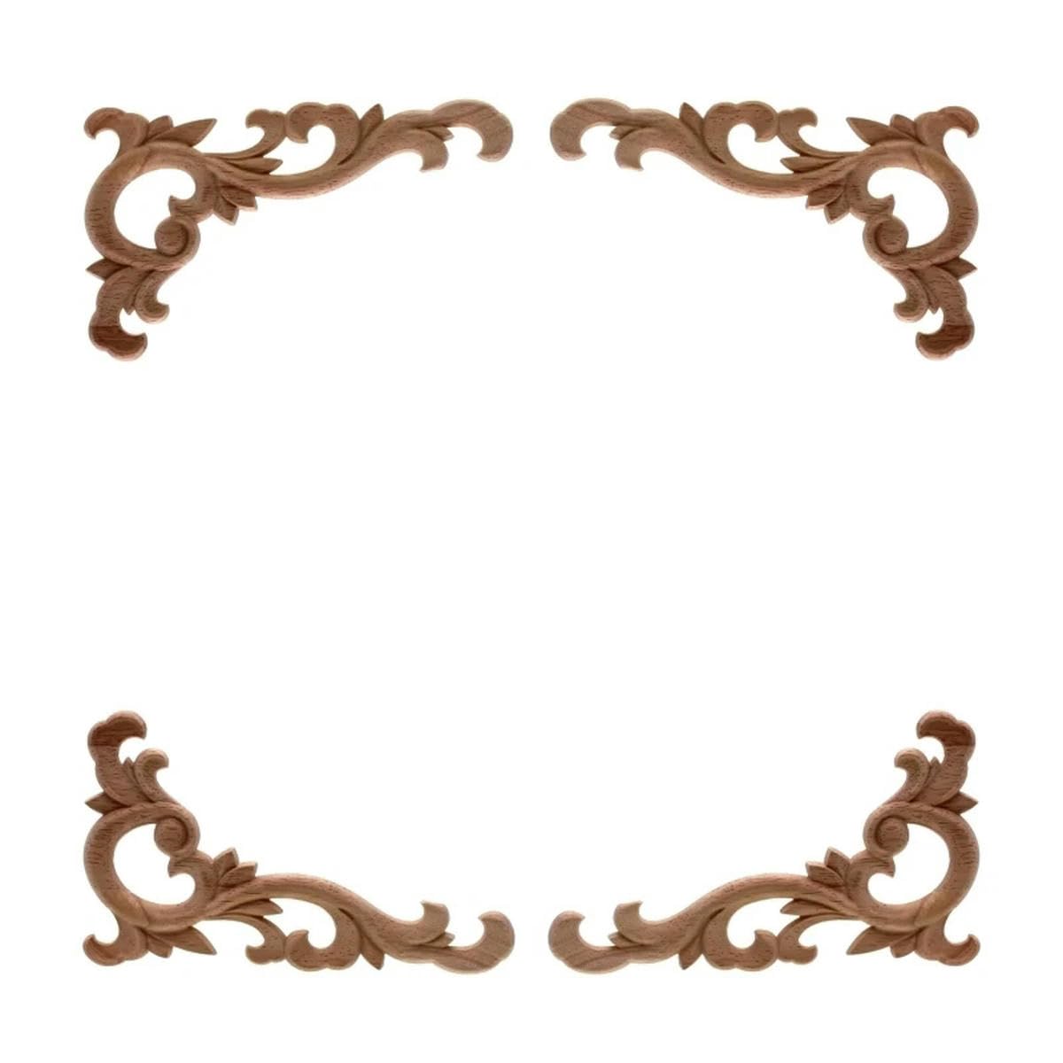 Autocollant cadre de porte en bois sculpté 18x12cm d'angle de meuble lot de 4