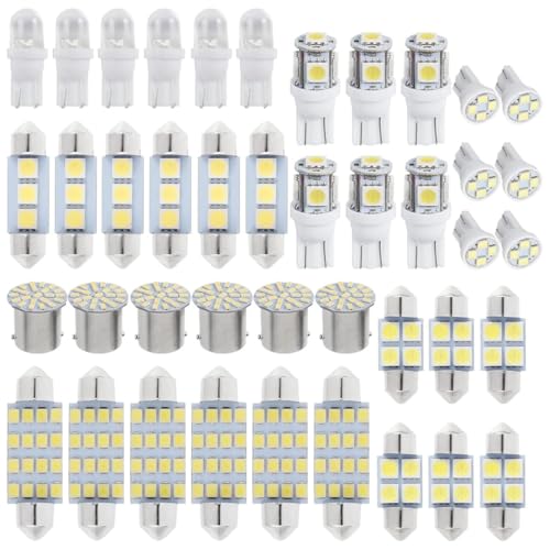 CENPEK Kit d'éclairage intérieur à 42 LED, kit d'éclairage intérieur à LED pour Voiture 6000K 12V T10, Ampoule pour dôme de Carte de Voiture, Porte, Coffre, Plaque d'immatriculation