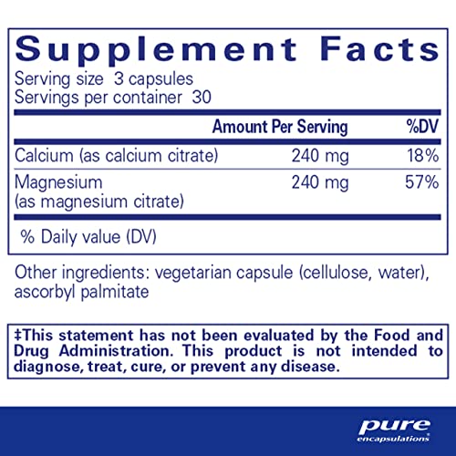 Pure Encapsulations Calcium Magnesium (Citrate) | Supplement For Bone Strength, Muscle Cramp And Tension Relief, Teeth, And Cardiovascular Health* | 90 Capsules #TOP1