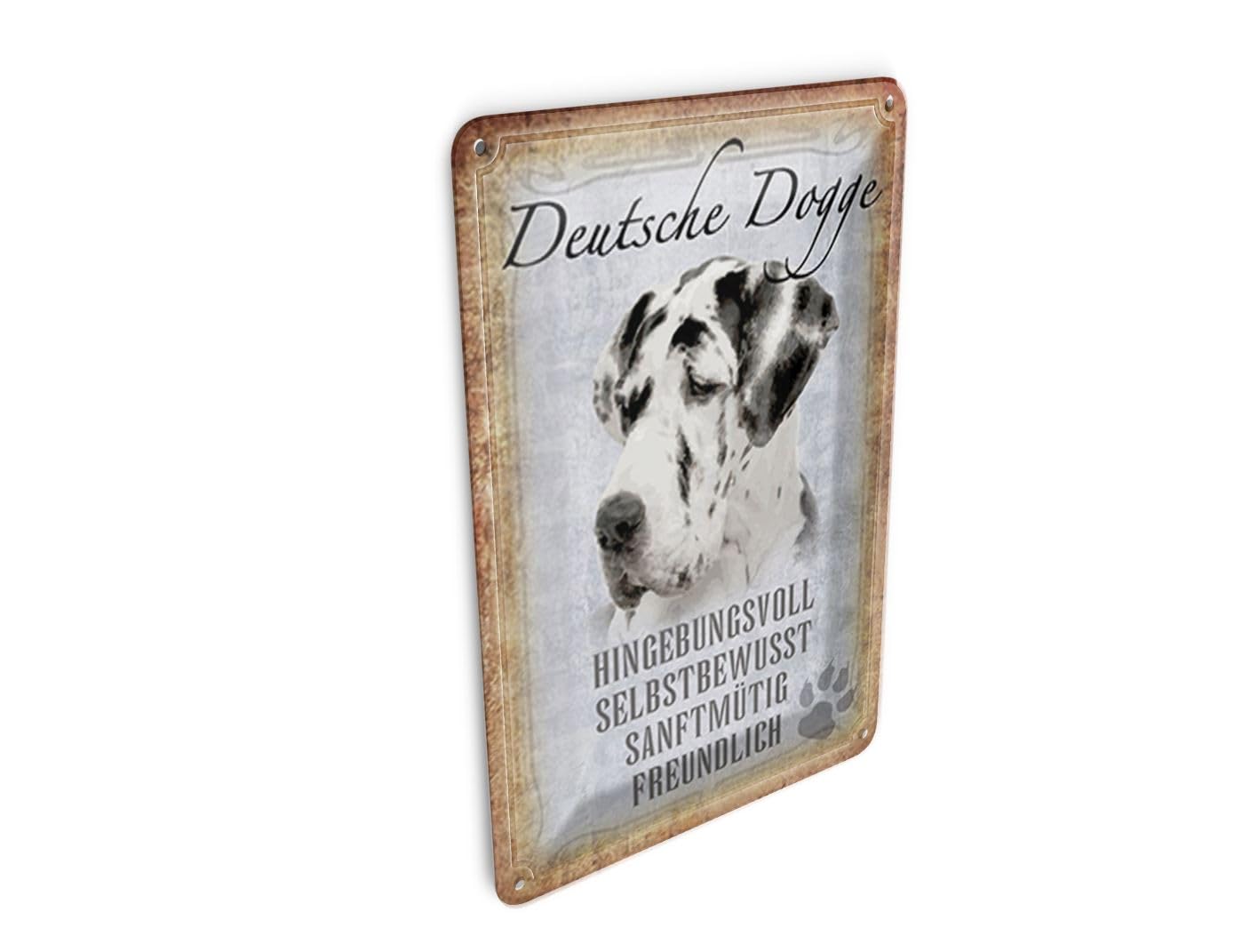 Femer Girls Multicoloured Tin Postcard Saying 10 X 14 Cm Great Dane Dog Decorative Sign