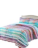 vivinna home textile Printing Damask Quilt Set Queen Size Light Blue Danube (Size:90