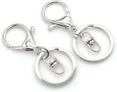 Miniatura 3 de 54 llaveros con cierre de pinza de langosta, cierres giratorios, cierre de mosquetón de metal con anillo dividido plano para accesorios de llavero