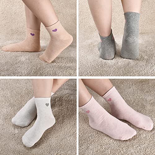 Image of Corlap Women's Cotton Crew Socks - Ankle High Fun Cute Heart Casual Dress Athletic Socks - 5Pairs Gifts for Mother /Her