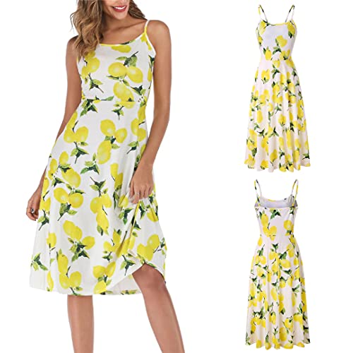 Robe décontractée sans manches col en V jaune XXL pour masquer les complexes - 3
