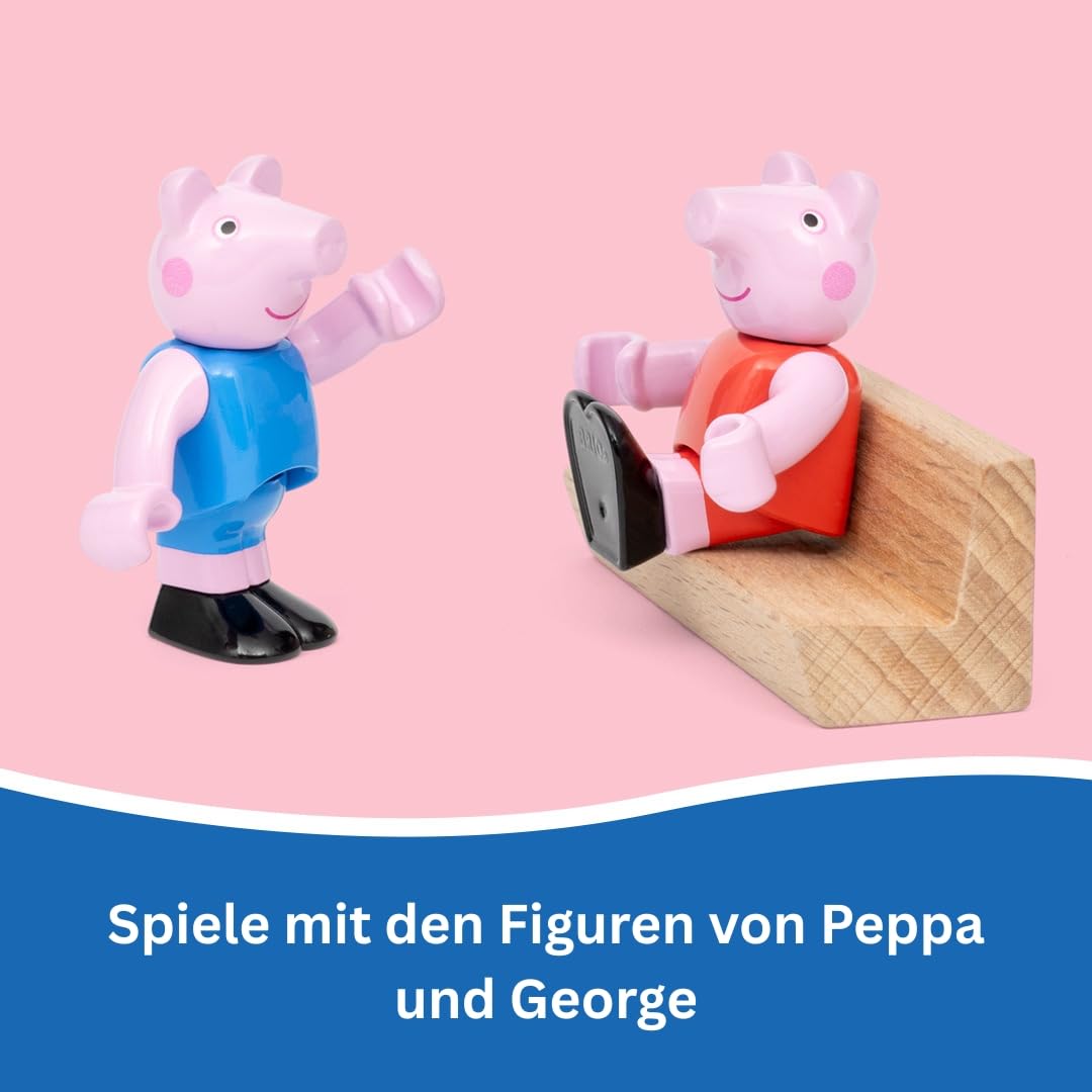 BRIO - Peppa Wutz Eisenbahn-Set - Spielzeug Eisenbahn für Kinder mit Spielfiguren und weiterem Zubehör, Spielzeug ab 3 Jahren, Eisenbahn Starter-Set zur Kleinkindserie Peppa Wutz - 36123