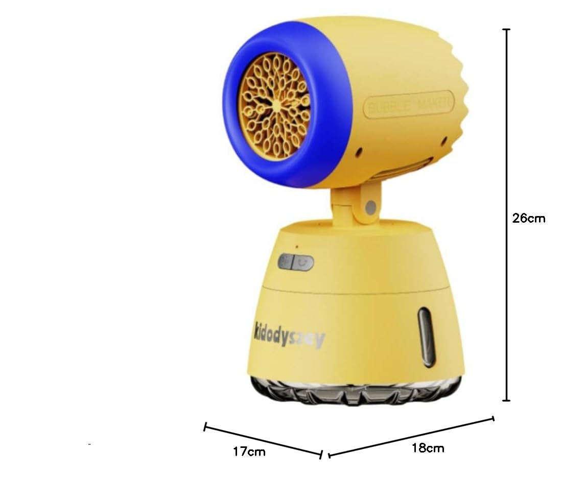 Kid Odyssey Automatische Seifenblasenmaschine, Bubble Machine 40°/270°drehbar, 1000ML wiederaufladbare Blasenmaschine mit 20000+ Blasen, Bubble Maker für Outdoor/Hochzeit, Gelb&Blau