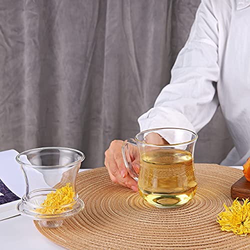 CNGLASS Glass Tea Cup with Removable Infuser and Lid,10oz Thickened Glass Infuser Mug,Borosilicate Glass Mug for Loose Leaf Tea,Teabags - image 3