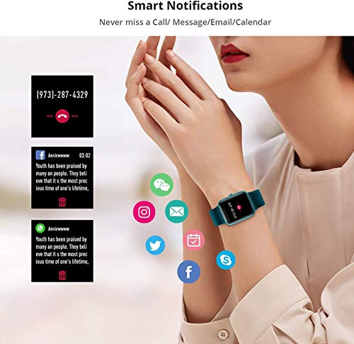 Women’s/Men’s Smartwatch for Android/iOS, Fitness Wristband, Full Touchscreen, 5 ATM Waterproof, with Heart Rate Monitor, Sleep Monitor, Stopwatch, Music Control, Sports Watch, Activity Tracker, green - Image 6