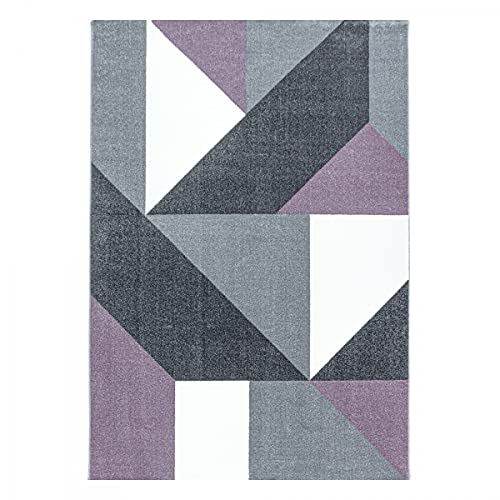 Tapis géométrique moderne violet 80 x 150 cm doux et chaleureux - 3
