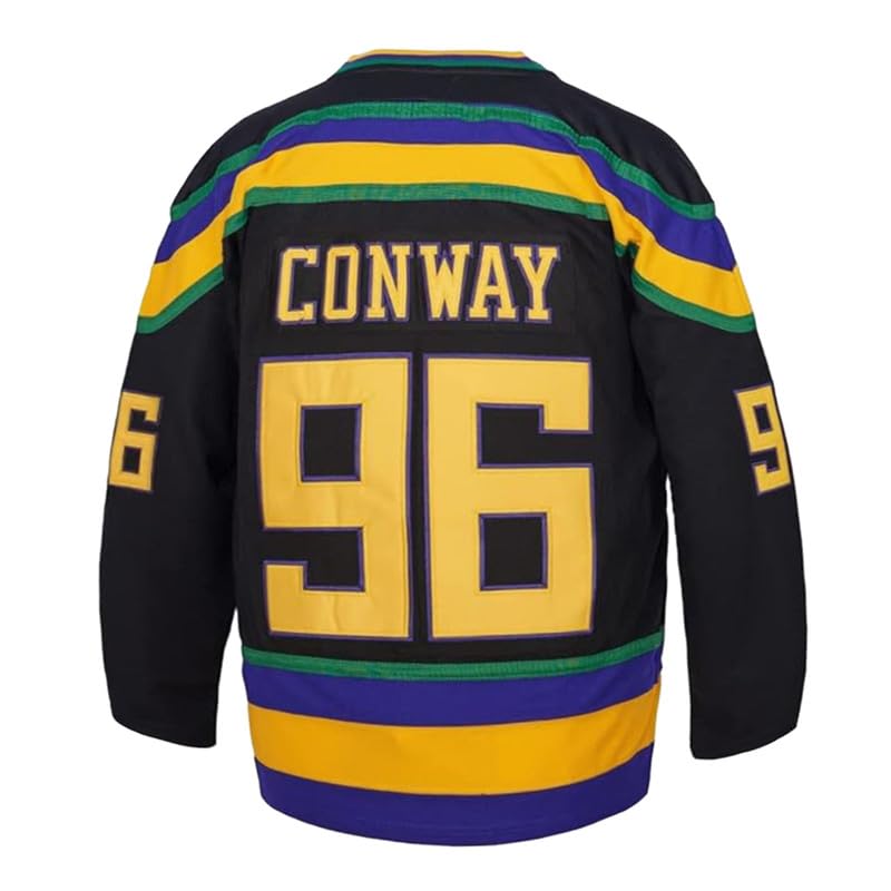 Youth #96#99#33 Ducks Hockey Jersey for Kids 90s Sports Movie Hockey Costume Green/White/Black Small