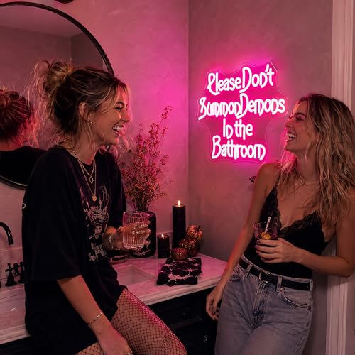 Image of Pink Neon Sign Led Neon Lights Signs for Wall Decor USB Powered Led Signs for Room Decoration-Demon In The Bathroom