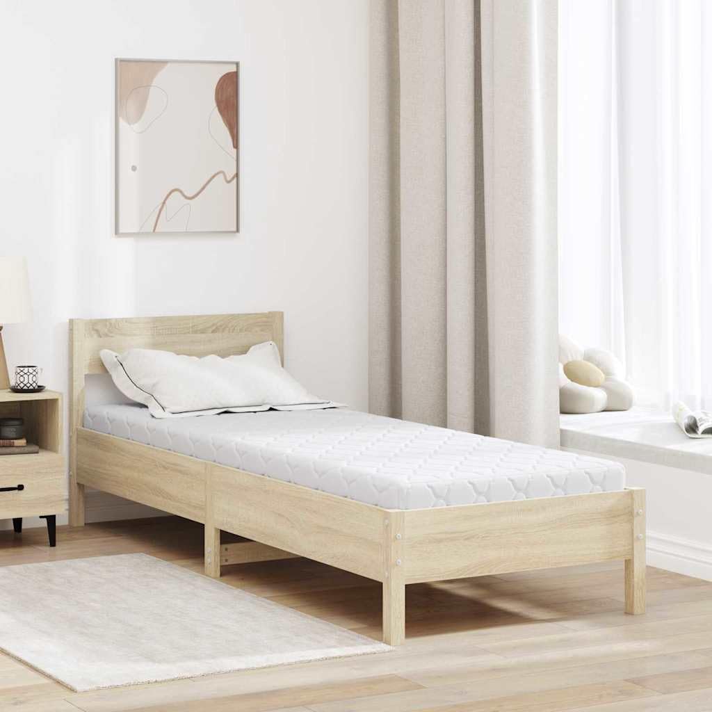 Materac biały, 80 x 200 cm, żakardowy materiał z warstwą kokosa, rdzeń piankowy 10,5 cm, na łóżko pojedyncze, średni komfort do sypialni i gości