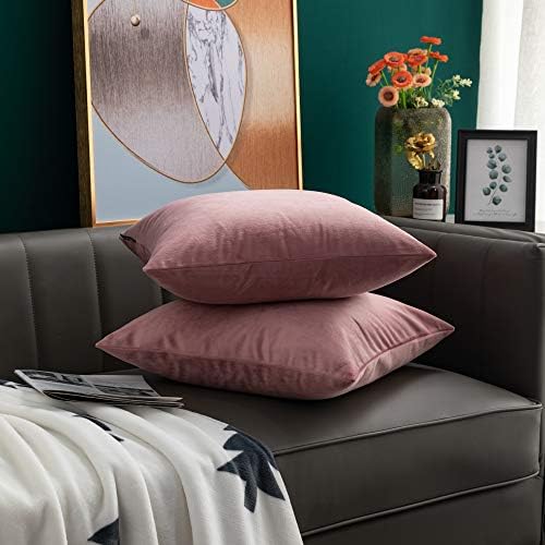 softpoint Velvet Cushion Covers Pink 45cm x 45cm Soft Decorative Throw Pillowcases 18 x 18inch for Couch, Bed, Sofa, Pack of 2(pink,18x18)